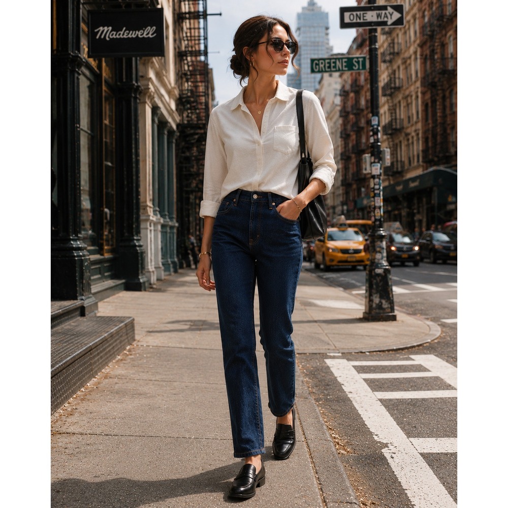 MADEWELL Womens New Jeans 27W 90s Straight High Rise FAIR TRADE CERTIFIED NM187
